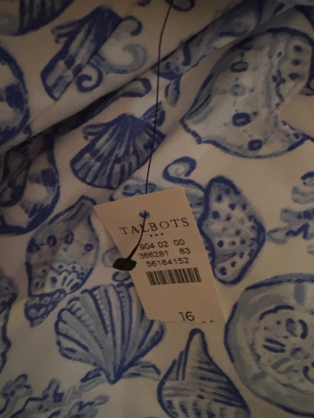 Talbots Blue and White Sea Shell Print Bermuda Shorts - Picture 3 of 5